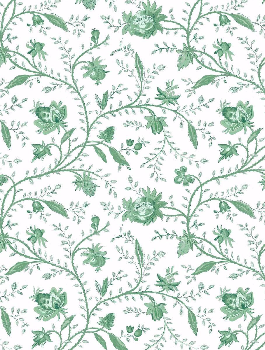 Indienne Floral Wallpaper - Tourmaline Green