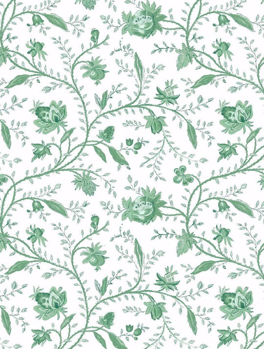 Indienne Floral Wallpaper - Tourmaline Green