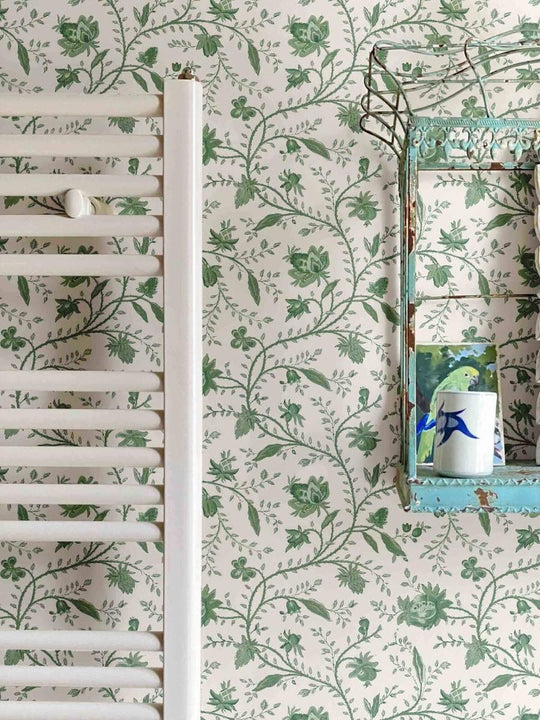 Indienne Floral Wallpaper - Tourmaline Green