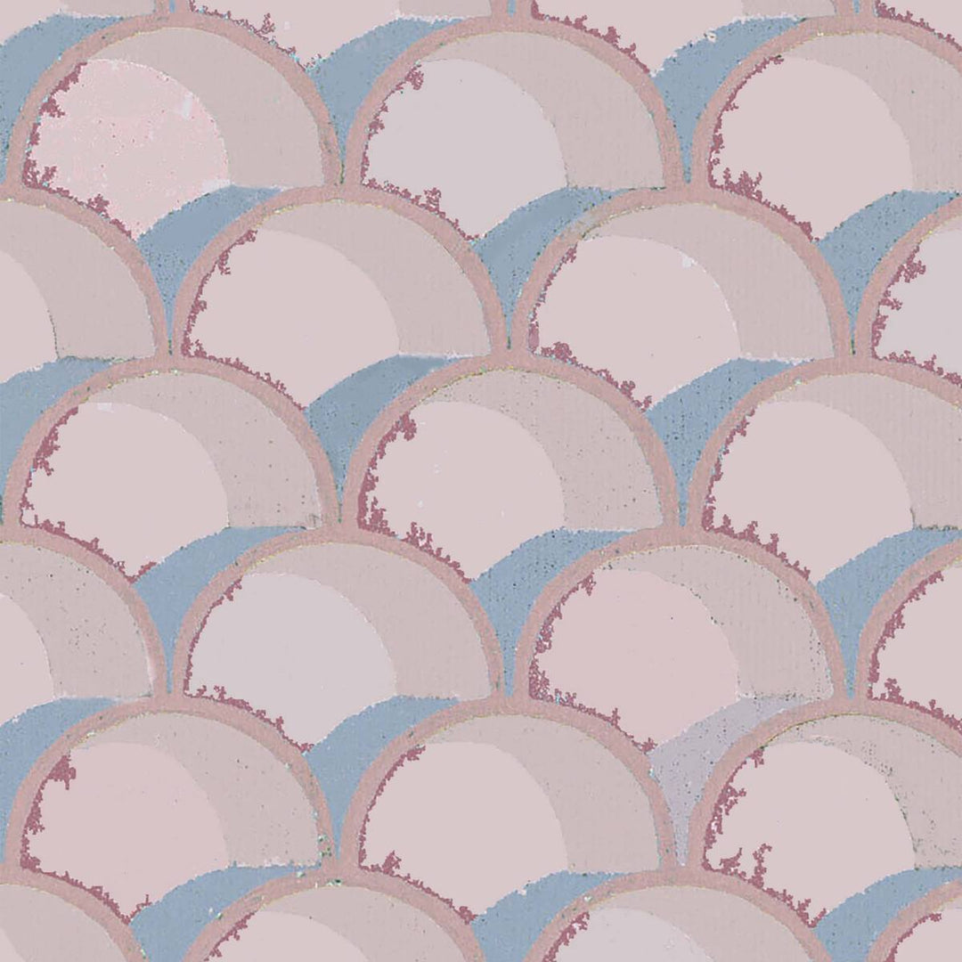 Mermaid Wallpaper - Fuchsia Pink, flat lay of the repeating pattern