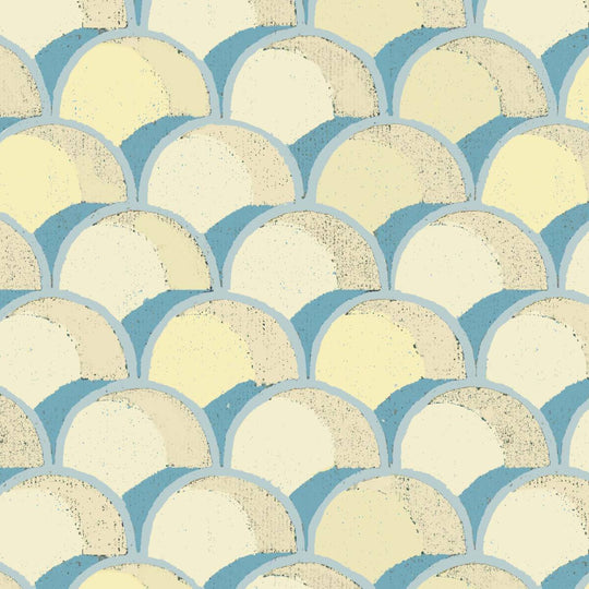 Mermaid Wallpaper - Yellow, flat lay of the repeating pattern