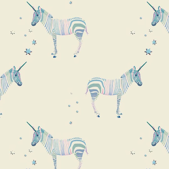 Mr. Z. Zebra Magic Wallpaper - Cream, flat lay of the repeating pattern