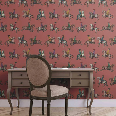 Riding School Wallpaper - Sienna, flat lay of the repeating pattern
