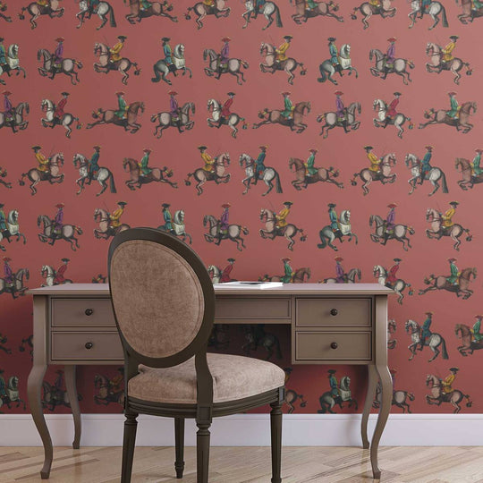 Riding School Wallpaper - Sienna, flat lay of the repeating pattern