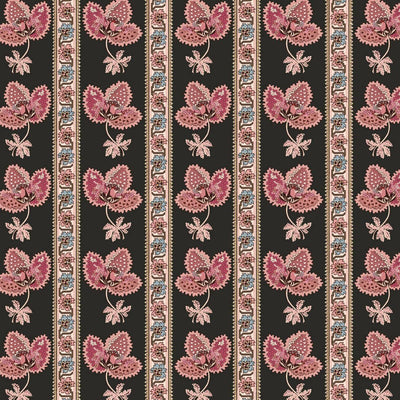 Serafina Stripe Wallpaper - Onyx Black, flat lay of the repeating pattern