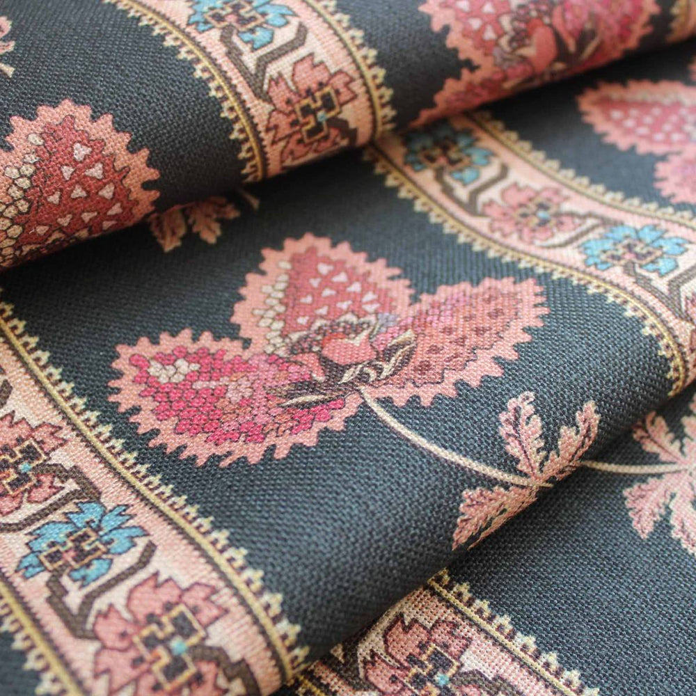 Serafina Stripe Fabric - Onyx Black