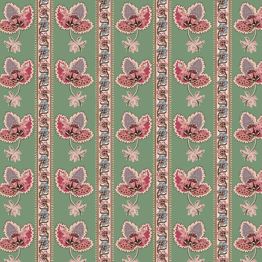 Serafina Stripe Wallpaper - Orchard Green, flat lay of the repeating pattern