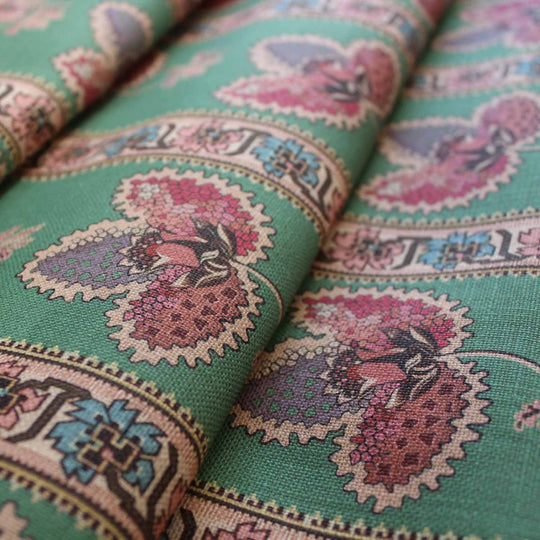Serafina Stripe Fabric - Orchard Green
