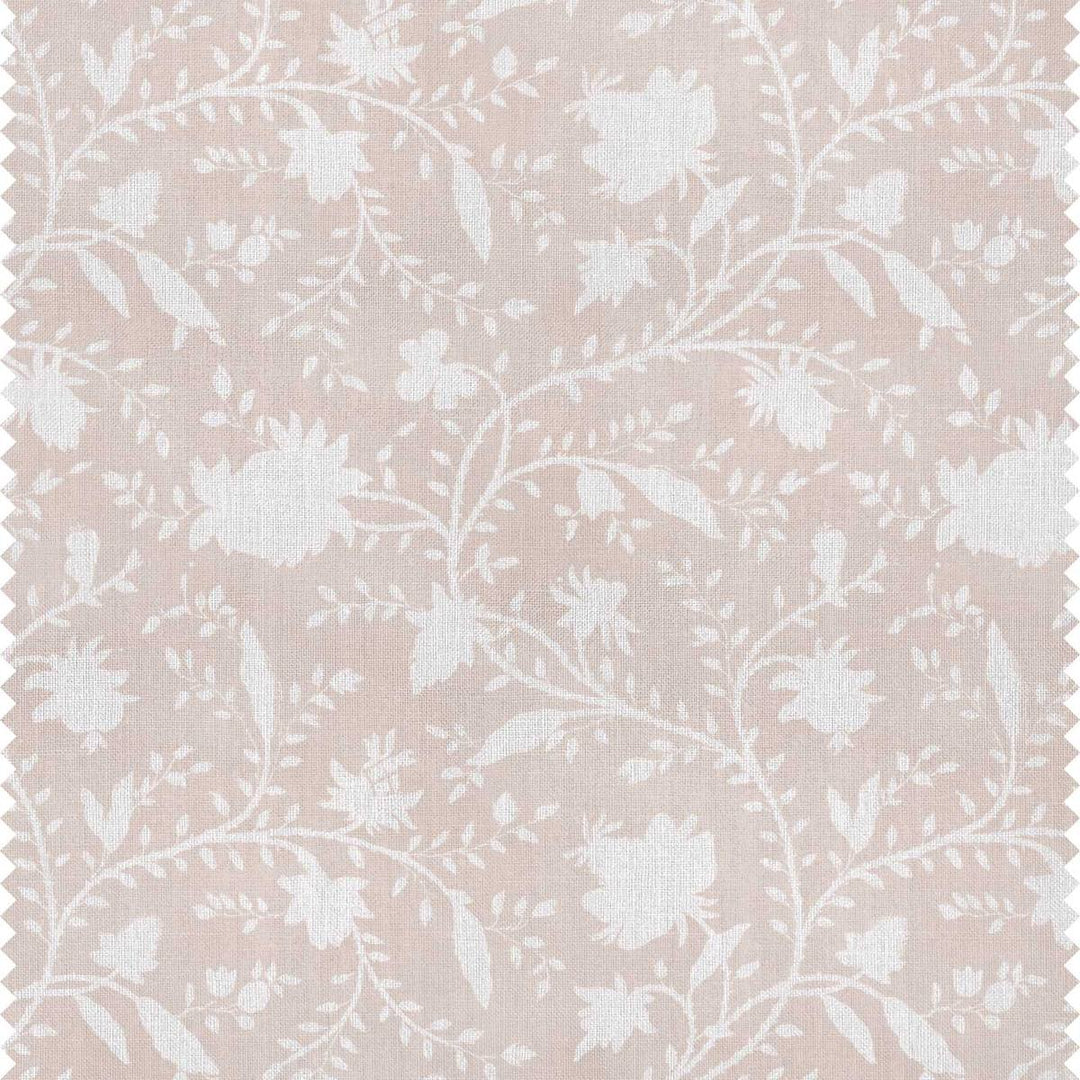 Pale pink and white floral fabric for curtains, blinds and soft furnishings by Milola Design