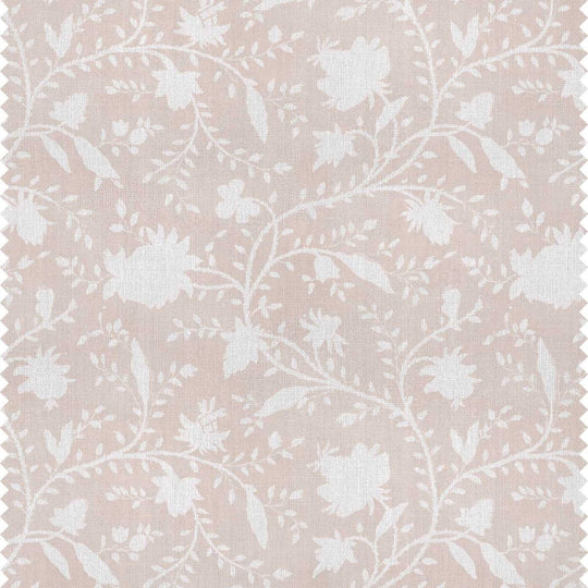 Pale pink and white floral fabric for curtains, blinds and soft furnishings by Milola Design