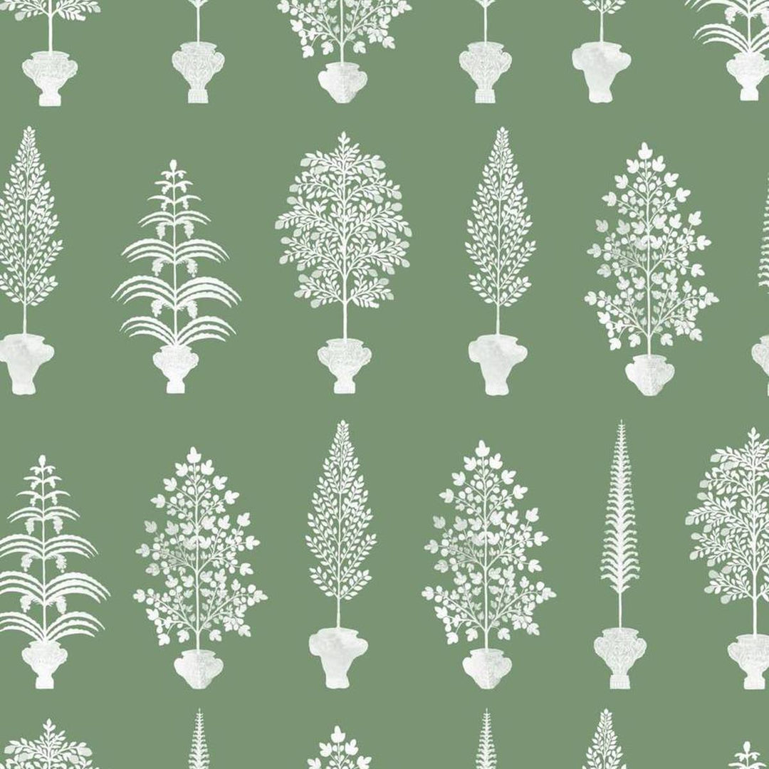 Spirit Palms Wallpaper - Fern Green, flat lay of the repeating pattern