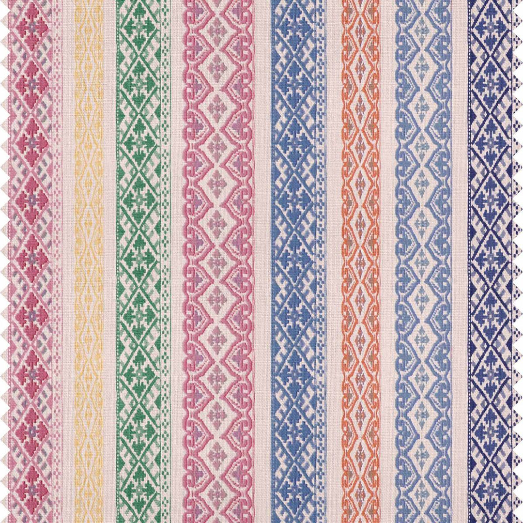 Multicoloured striped fabric for curtains
