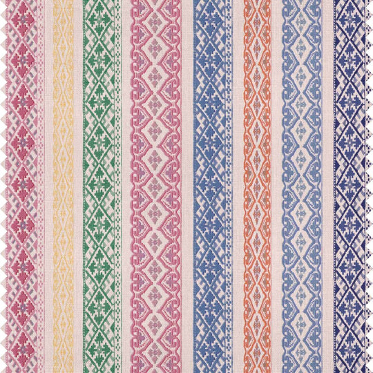 Multicoloured striped fabric for curtains