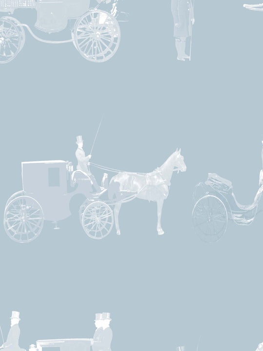 Carriages Horse Wallpaper - Cloud Blue