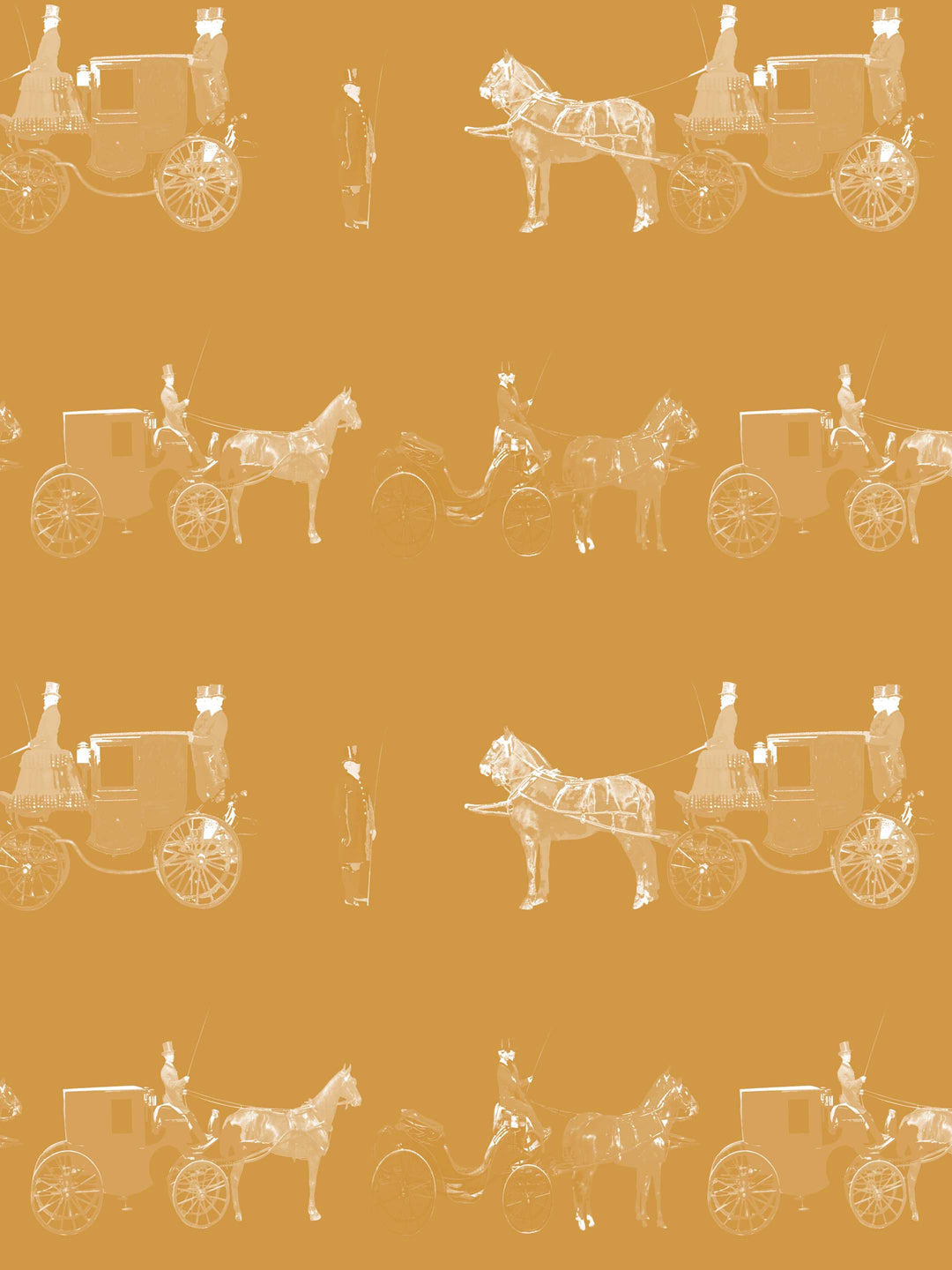 Carriages - Curcuma Yellow - Wallpaper - Milola Design