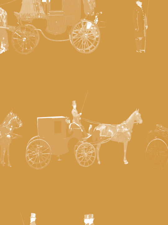 Carriages Horse Wallpaper - Curcuma Yellow