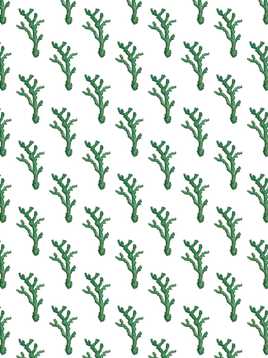 Coral Dash - Emerald Green - Wallpaper - Milola Design