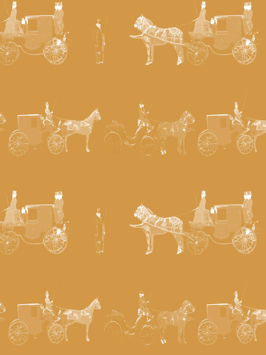 Carriages Equestrian wallpaper_Curcuma Yellow - Milola Design