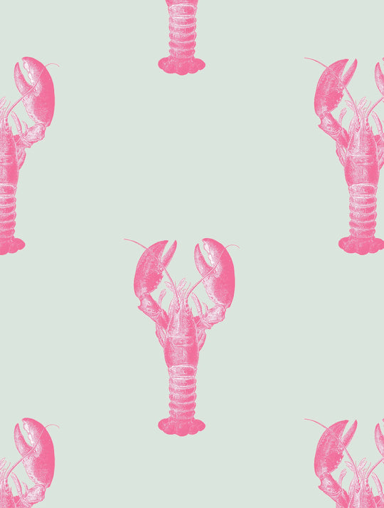 Bubblegum pink lobster wallpaper pattern by Milola Design