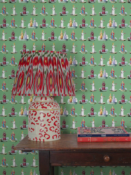 Costumes wallpaper in green featuring figures in Russian ethnic costumes